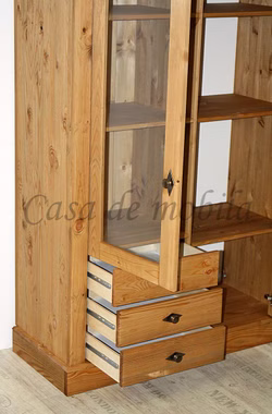 Geschirrschrank 108x163x45cm BERGEN Kiefer massiv Vitrinenschrank 108x163x45cm BERGEN Kiefer massiv gelaugt geölt