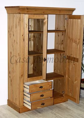 Geschirrschrank 108x163x45cm BERGEN Kiefer massiv Vitrinenschrank 108x163x45cm BERGEN Kiefer massiv gelaugt geölt
