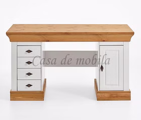 Schreibtisch 143x77x65cm BERGEN Kiefer 2farbig weiß / gelaugt geölt Computertisch landhaus 143x77x65cm BERGEN Kiefer massiv 2farbig weiß / gelaugt geölt Casa de mobila Goslar
