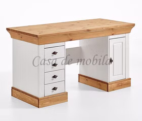 Schreibtisch 143x77x65cm BERGEN Kiefer 2farbig weiß / gelaugt geölt Massivholz Bürotisch 143x77x65cm BERGEN Kiefer massiv 2farbig weiß / gelaugt geölt Casa de mobila Goslar