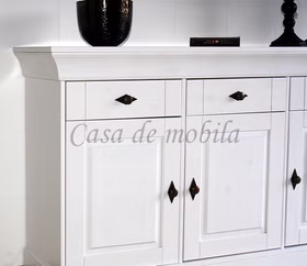 Sideboard 143x85x45cm BERGEN Kiefer massiv weiß lasiert