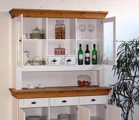 Buffetschrank 143x197x45cm BERGEN Kiefer 2farbig weiß / gelaugt geölt