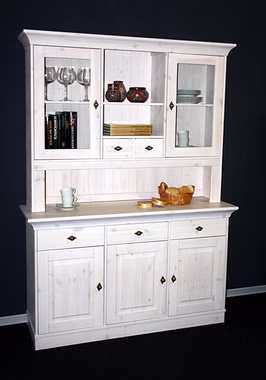 Küchenbuffet 143x197x45cm BERGEN Kiefer massiv weiß lasiert Casa de mobila Goslar