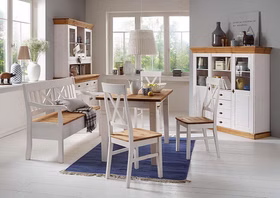 Esszimmer-Highboard 2 Glastüren, 4 Schubladen 143x145x45cm BERGEN Kiefer massiv weiß gelaugt geölt Casademobila Goslar Esszimmer-Highboard 2 Glastüren, 4 Schubladen 143x145x45cm BERGEN Kiefer massiv weiß gelaugt geölt Casademobila Goslar