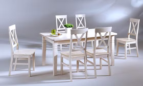 Stuhl 45x94x43cm BERGEN Kiefer massiv weiß lasiert