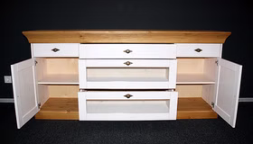 Anrichte mit schubladen 185x85x45cm BERGEN Kiefer massiv Kommoden mit glasschubladen BERGEN weiss gelaugt geölt Kiefer massiv Casa de mobila Goslar