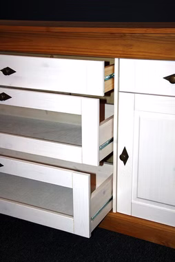 Esszimmer 10teilig Tisch 160x90 6 Stühle Highboard Sideboard Buffetschrank Kiefer massiv 2farbig weiß lasiert / gelaugt geölt Esszimmer 10teilig Tisch 160x90 6 Stühle Highboard Sideboard Buffetschrank Kiefer massiv 2farbig weiß lasiert / gelaugt geölt