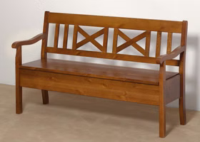 Sitzbank mit Stauraum 148x93x46cm FJORD Kiefer massiv bernsteinfarben lackiert bei Casademobila Goslar