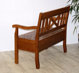 Holzbank mit Stauraum und rückenlehne 105x93x46cm FJORD Kiefer massiv goldbraunfarben lackiert bei Casademobila Goslar