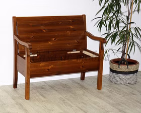 kleine Truhenbank mit Armlehne 105x93x46cm FJORD Kiefer massiv bernstein lackiert bei Casademobila Goslar
