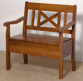 kleine Sitzbank mit Stauraum 82x93x46cm FJORD Kiefer massiv bernsteinfarben lackiert bei Casademobila Goslar