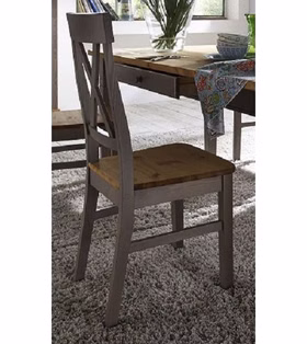 Stuhl 45x94x43cm BERGEN Kiefer 2farbig grau lasiert / gelaugt geölt