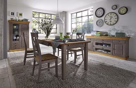 Esszimmer Kommode mit glasschubladen 185x85x45cm BERGEN Kiefernholz grau / gelaugt geölt Esszimmer Kommode mit glasschubladen 185x85x45cm BERGEN Kiefer massiv 2farbig grau / gelaugt geölt Casa de mobila Goslar