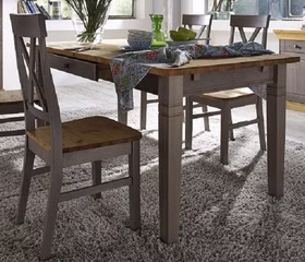 Esstisch 180x78x90cm FJORD Kiefer massiv 2farbig grau lasiert / gelaugt geölt