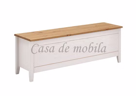 Massivholz Truhenbank groß EVA 135x47x38cm Kiefer massiv weiß gelaugt geölt Casa de mobila Goslar