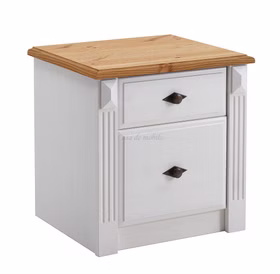 Massivholz Nachtschrank mit Schubladen 53x53x46cm EVA Kiefer massiv weiß gelaugt geölt Casa de mobila Goslar