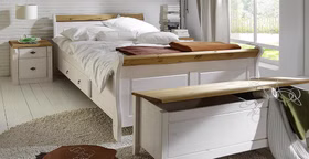 Bett EVA 140x120 mit Schublade aus Kiefer weiß glaugt Bett 140x120 mit Schublade EVA Kiefer weiß glaugt