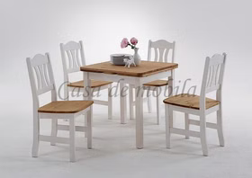 Massivholz Tischgruppe Set 5teilig Kiefer massiv 2 farbig weiß gelaugt geölt Casa de mobila Goslar Massivholz Tischgruppe Set 5teilig Kiefer massiv 2 farbig weiß gelaugt geölt Casa de mobila Goslar