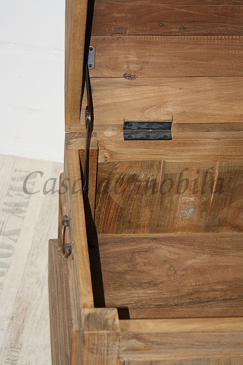 Massivholz Bauerntruhe Runddeckel-truhe Flur truhe Wäschetruhe Teak