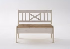 Holzbank mit Stauraum 105x93x46cm FJORD Kiefernholz massiv weiß lasiert gelaugt geölt bei Casademobila Goslar