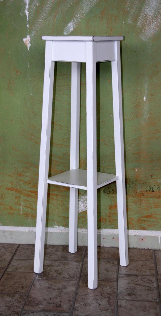 Massivholz Blumentisch 100cm Hoch weiß antik Blumenhocker ...