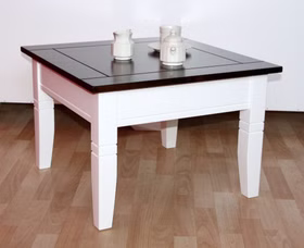 Couchtisch 65x46x65cm DECOR Pappel 2farbig weiß / nussbaumfarben Couchtisch 65x46x65cm DECOR Pappel 2farbig weiß / nussbaumfarben