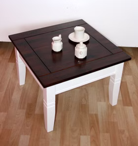Massivholz Couchtisch quadratisch 65x46x65cm DECOR pappel massiv weiß dunkelbraun lackiert Casa de mobila Goslar Massivholz Couchtisch quadratisch 65x46x65cm DECOR pappel massiv weiß dunkelbraun lackiert Casa de mobila Goslar