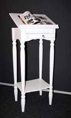 Massivholz Stehtisch mit gedrechselten beinen 50x105x38cm Pappel massiv weiß lackiert Casa de mobila Goslar