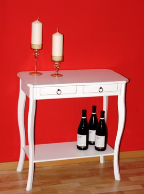 Wandtisch mit Ablage und schubladen Venezia 79x76x40cm Pappel weiß Antik vintage retro lackiert Casademobila Goslar