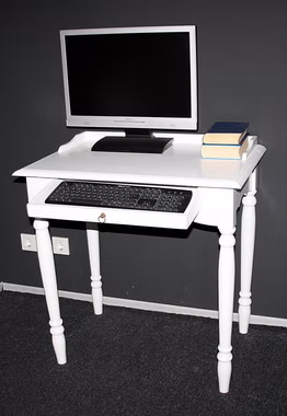 Massivholz Schreibsekretär mit tastaturauszug und gedrechselte beine 78x82x52cm VARESE Pappel massiv weiß lackiert casa de mobila Goslar