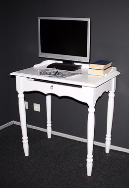 Massivholz Sekretär mit tastaturauszug und gedrechselte beine 78x82x52cm VARESE Pappel massiv weiß lackiert casa de mobila Goslar