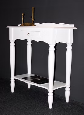 Beistelltisch mit ablage und schubladen landhaus 74x81x33cm VARESE Pappel massiv weiß lackiert Casademobila Goslar