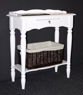 Konsolentisch mit ablage und schubladen landhaus 74x81x33cm VARESE Pappel massiv weiß lackiert Casademobila Goslar