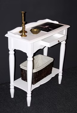 Beistelltisch mit ablage und schubladen landhaus 74x81x33cm VARESE Pappel massiv weiß lackiert Casademobila Goslar