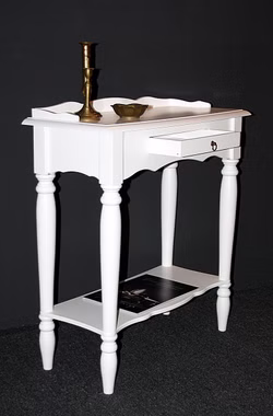 Konsolentisch mit gedrechselten beinen 74x81x33cm VARESE Pappel massiv weiß lackiert Casademobila Goslar