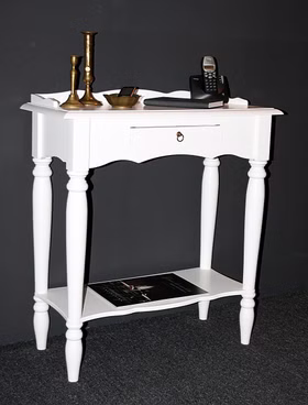 Telefontisch mit gedrechselten beinen 74x81x33cm VARESE Pappel massiv weiß lackiert Casademobila Goslar