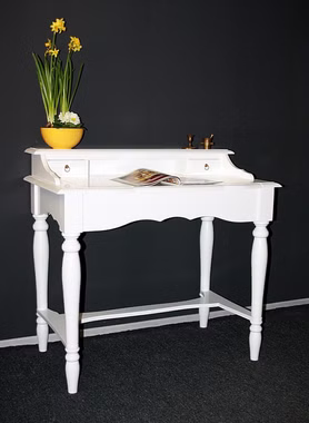 Schreibtisch mit gedrechselten beinen 98x92x54cm VARESE Pappel massiv weiß lackiert Casademobila Goslar Schreibtisch mit gedrechselten beinen 98x92x54cm VARESE Pappel massiv weiß lackiert Casademobila Goslar