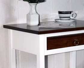 Massivholz Nachtkommode mit schublade DECOR 2farbig weiß braun nussbaumfarben casademobila Goslar