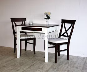 kleine Küchentisch mit schublade DECOR Pappel massiv weiß antik nussbaumfarben Casa de mobila Goslar