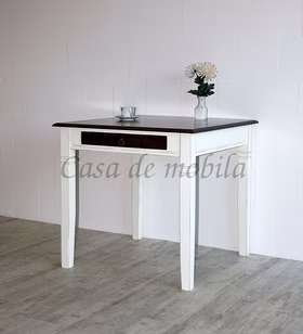 Küchentisch klein mit schublade DECOR Pappel massiv weiß antik dunkelbraun kolonial lackiert Casa de mobila Goslar