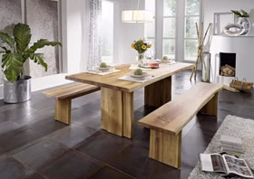 Holzbänke mit baumkante und holzbeine zingst 200x45x40cm Wildeiche massiv geölt Casa de mobila Goslar