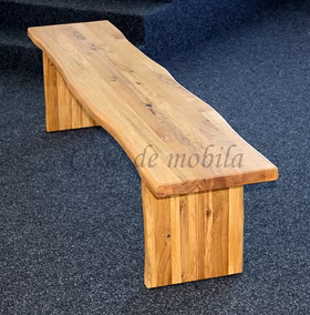 Massivholz Küchenbank mit baumkante und holzbeine zingst 200x45x40cm Wildeiche massiv geölt Casa de mobila Goslar