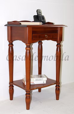 Massivholz Telefontische mit gedrechselten beinen varese 49x81x37cm pappel massiv kirschbaumfarben lackiert Casa de mobila Goslar