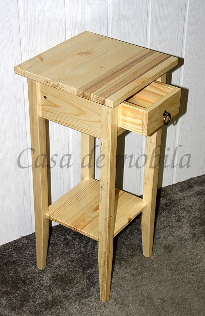 Telefontisch Holz Holztisch Beistelltisch Walnussholz Abstelltisch Schublade