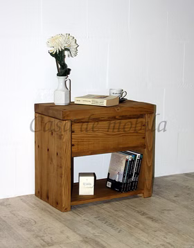 Massivholz Nachtkommode mit schublade ANNECY 50x47x30cm Fichte massiv rustikal antik gewachst Casa de mobila Goslar