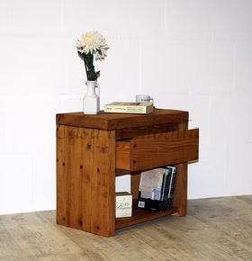 Massivholz Nachttisch mit schublade ANNECY 50x47x30cm Fichte massiv rustikal antik gewachst Casa de mobila Goslar