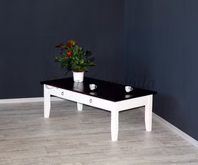 Massivholz Couchtisch mit Schubkasten 130x45x65cm DECOR Pappel 2farbig weiss Dunkelbraun kolonialstil Casa de mobila Goslar Massivholz Couchtisch mit Schubkasten 130x45x65cm DECOR Pappel 2farbig weiss Dunkelbraun kolonialstil Casa de mobila Goslar