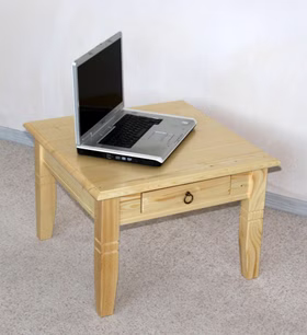 Stubentisch mit Schublade Decor 65x65cm Fichte massiv natur lackiert Casa de mobila Goslar