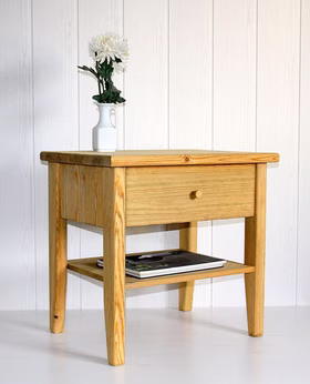 Massivholz Nachttisch mit schublade und ablage Easy Sleep 55x53x40cm Kiefer massiv gelaugt geölt Casa de mobila Goslar