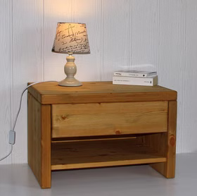 Nachtkommode mit Schublade und ablage Easy Sleep 59x45x42cm Kiefernholz massiv gelaugt geölt Casa de mobila Goslar Tjørnbo möbel